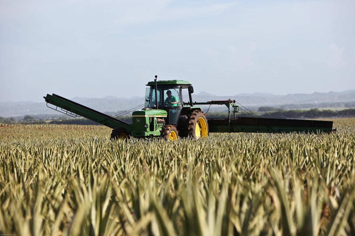 Tractor operating in the field